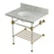 Kingston Brass 30-Inch Carrara Marble Console Sink with Acrylic Legs and Shelf, 8-Inch, 3-Hole KVPB3030MAB7 - alternate 1