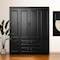 Homeroots 71" Black Wood Six Door Two Drawer Combo Dresser 617968 - alternate 1