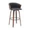 Homeroots 30" Black And Wood Brown Faux Leather Swivel Bar Height Bar Chair 534423 - alternate 5
