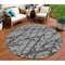 Homeroots 8' Gray And Charcoal Round Abstract Washable Indoor Outdoor Area Rug 614355 - alternate 1