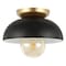 Jonathan Y Paulina 8.5" 1-Light Classic Industrial Iron LED Flush Mount, Black/Gold Painting JYL1327A - alternate 3