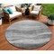 Homeroots 8' Gray And Charcoal Round Abstract Washable Indoor Outdoor Area Rug 604979 - alternate 1