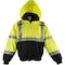 Ironwear Class 3 Hi Vis Flame Resistant Bomber Jacket with Tuckaway Hood, Lime/Black, Medium 6415FR-LB-MD - alternate 1