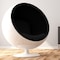Homeroots 42" White And Black Fiberglass And Cotton Swivel Egg Chair 522851 - alternate 3