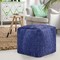 Homeroots 18" Blue Chenille Cube Pouf Ottoman 534107 - alternate 5