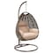 Leisuremod Beige Wicker Hanging Egg Swing Chair with Beige Cushions ESCBG-40BG - alternate 1