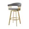 Homeroots 26" Gray and Gold Fabric and Stainless Steel Low Back Counter Height Swivel Bar Chair 569148 - alternate 6