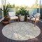 Homeroots 8' Beige Ivory And Gray Round Geometric Washable Indoor Outdoor Area Rug 612823 - alternate 7