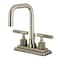 Kingston Brass Knurled Double-Handle 4" Centerset Bathroom Faucet with Brass Pop-Up, Brushed Nickel KS6648KNL - alternate 1