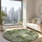 Homeroots 8' Green And Ivory Round Abstract Washable Indoor Outdoor Area Rug 577675 - alternate 4