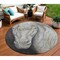Homeroots 8' Ivory And Charcoal Round Animal Print Washable Indoor Outdoor Area Rug 630971 - alternate 1