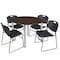 Regency Round Kee Breakroom Table W/ 4 Zeng Stack Chairs, 48 in W, 48 in L, Neo Walnut TB48RNDNWBPCM44BK - alternate 1