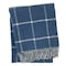Homeroots 50" X 67" Denim Blue And White Cotton Blend Woven Plaid Throw Blanket with Fringe 632898 - alternate 3