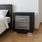 Homeroots 23" Black And Gray Wood Square Two Drawer Nightstand 643690 - alternate 1