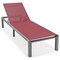 Leisuremod Marlin Patio Chaise Lounge Chair with Grey Aluminum Frame, Burgundy, 2PK MLGR-77BRG2 - alternate 4