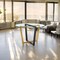 Homeroots 48" Clear And Gold Glass And Iron Sled Base Round Top Dining Table 569432 - alternate 7