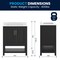 Flash Furniture Vega 30in. Vanity w/Sink, Soft Close Doors & Open Shelf, Carrara Marble, Gold Hardware, Black/White FS-VEGA30-BK-HDGLD-GG - alternate 8