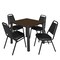 Regency Square Kee Breakroom Table W/ 4 Restaurant Stack Chairs, 30 in W, 30 in L, Neo Walnut TB3030NWBPBK29BK - alternate 1