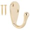 Prosource Coat and Hat Hook, 22 lb, 1-Hook, 1-1/8 in Opening, Zinc, Brass H63PB-PS - alternate 1