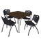 Regency Square Kee Breakroom Table W/ 4 M Stack Chairs, 48 in W, 48 in L, Neo Walnut TB4848NWBPCM47BK - alternate 1