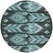 Homeroots 8' Teal Blue Aqua And Charcoal Round Southwestern Washable Indoor Outdoor Area Rug 587832 - alternate 4