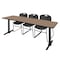 Regency Cain T-Base Training Seminar Table W/ 3 Zeng Stack Chairs, 84 in W, 24 in L, Noble Oak MTRCT8424NO44BK - alternate 1