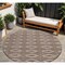 Homeroots 8' Brown And Beige Round Geometric Washable Indoor Outdoor Area Rug 599612 - alternate 1