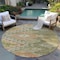Homeroots 8' Green And Terra Cotta Round Southwestern Washable Indoor Outdoor Area Rug 603541 - alternate 3