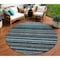 Homeroots 8' Teal Blue Sky Blue And Gray Round Striped Washable Indoor Outdoor Area Rug 577813 - alternate 1