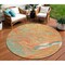 Homeroots 8' Orange Green And Beige Round Abstract Washable Indoor Outdoor Area Rug 602655 - alternate 1