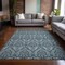 Homeroots 10' X 14' Teal Damask Washable Non Skid Indoor Outdoor Area Rug 563906 - alternate 3