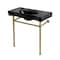 Kingston Brass 36" Ceramic Console Sink with Stainless Steel Legs, 8-Inch, 3-Hole, Black/Brushed Brass KVPB36198K387 - alternate 1