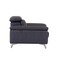 Homeroots 88" Blue Italian Leather Solid Wood Sofa 720450 - alternate 6