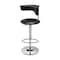 Homeroots Black and Silver Faux Leather and Metal Low Back Adjustable Height Bar Chair 555039 - alternate 1