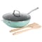 Martha Stewart 12 In 5 Qt Aluminum Nonstick Essential Pan with Lid and Beech Wood Utensils in Blue 120098.04R - alternate 1