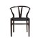 Homeroots Set of Two Brown and Black Solid Wood Wishbone Back Dining Arm Chairs 653934 - alternate 1