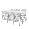 Regency Trestle 6 ft Folding Table and 6 Chairs Set, Blow Mold Plastic, Steel Frame, 72 in x 29 in, White TBM7229WH42WH - alternate 1