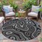 Homeroots 8' Black And Ivory Round Geometric Washable Indoor Outdoor Area Rug 631373 - alternate 5