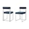 Homeroots Set of Two Blue And Silver Upholstered Polyester Open Back Dining Side Chairs 569419 - alternate 4