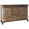Homeroots 62" Brown Solid Wood Six Drawer Triple Dresser 524541 - alternate 3