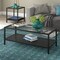 Homeroots 45" Clear And Black Glass And Steel Coffee Table With Shelf 520910 - alternate 5