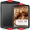 Bakkenmaster 2-Piece Nonstick Bakeware Set, Carbon Steel, Small and Medium Pans, PFOA-Free, Red Silicone Handles BKB22MLG - alternate 1