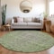 Homeroots 8' Fern Green Round Oriental Washable Indoor Outdoor Area Rug 607538 - alternate 5