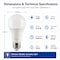 Euri Lighting A19 LED Bulbs, 12W, 1100 lm, 75W Eq., 5000K Cool White, E26, CEC, UL, 2PK EA19-12W5052CEC-2 - alternate 4