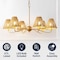 Jonathan Y Grady 35" 6-Light Grand Coastal Farmhouse Adjustable Swooping Arm Metal w/Hand-Woven Rattan Shades L JYL9560B - alternate 3