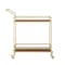 Homeroots 33" Gold And Brown Iron and Wood Rolling Bar Cart 551673 - alternate 6