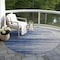 Homeroots 8' Navy Blue Gray And Ivory Round Striped Washable Indoor Outdoor Area Rug 597267 - alternate 5