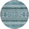 Homeroots 8' Teal Blue Ivory And Gray Round Southwestern Washable Indoor Outdoor Area Rug 582862 - alternate 4