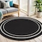Homeroots 6' Black And Ivory Round Indoor Outdoor Area Rug 545942 - alternate 6