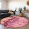 Homeroots 8' Raspberry Ivory And Gold Round Abstract Washable Indoor Outdoor Area Rug 643537 - alternate 3